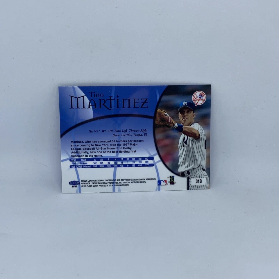 1999 Fleer Brilliants #31 Tino Martinez   - FREE SHIPPING - Image 2 of 2