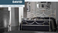 LETTO FERRO BATTUTO DAVID MATRIMONIALE AVORIO/ORO - MARRONE/ORO