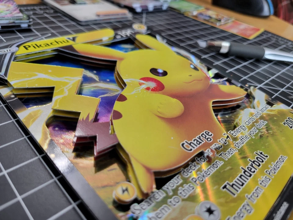 FAN MADE 3D ART CARD Pokémon Pikachu V - Oversized Jumbo Card SWSH061 CARDRIZZMA - Image 3 of 4