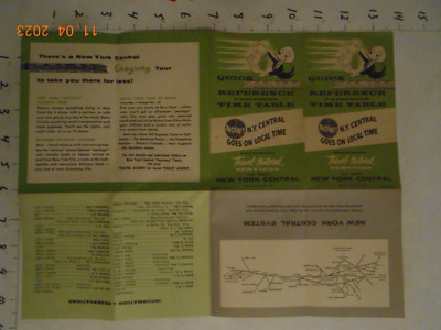 1957 New York Central Railroad Zug Taschenführer Zeittafel ausklappbare Streckenkarte