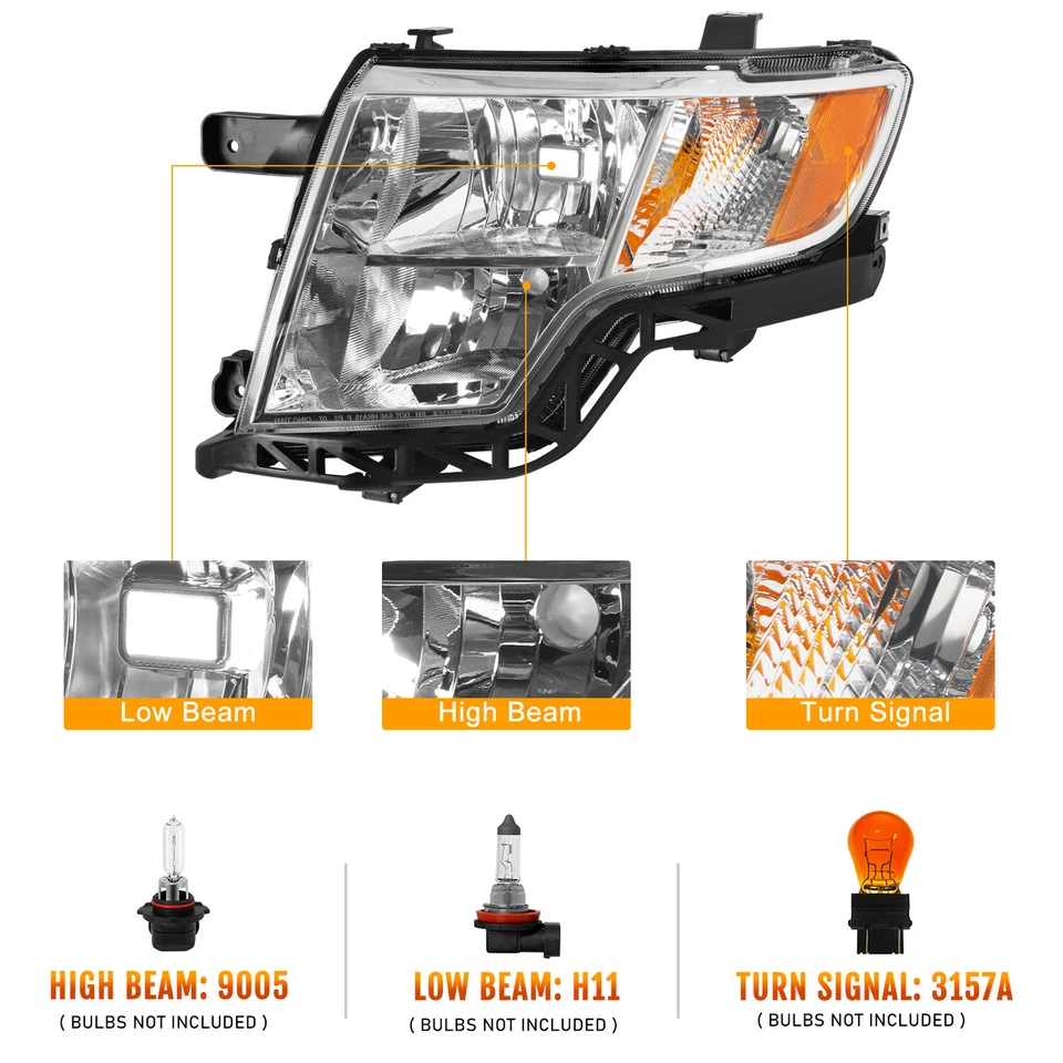 For 2007-2010 Ford Edge SE SEL Headlight Headlamp Pair Left+Right - Image 4 of 4