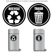 Trash and Recycle sticker decals home and office waste container various sizes