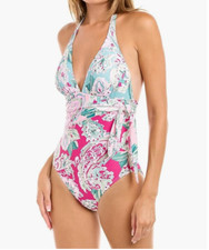 Carmen Marc Valvo Women Bellagio Paisley Tie One Pic Swimsuit Multi Size 6 8049