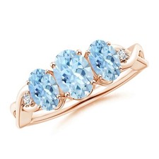 March Birth Aquamarine Stone Sister Three-stone Ring Size 7 925 Sterling Silver