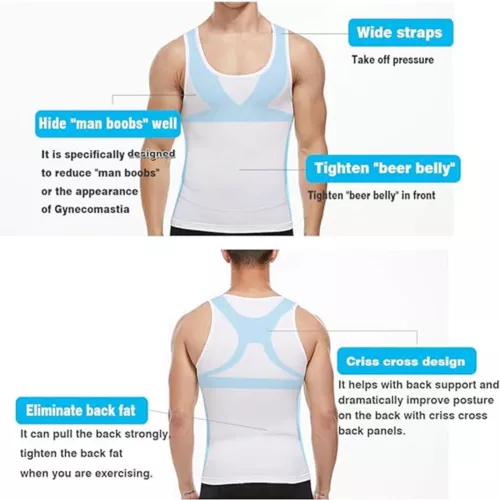 MENS SLIMMING BODY SHAPER BELLY TUMMY CONTROL SHIRT COMPRESSION VEST UNDERWEAR - Bild 4 von 22