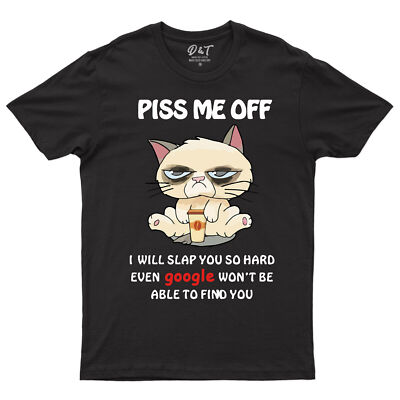 Piss Me Off I Will Slap You So Hard Lustige Katze Vintage Herren T-Shirt