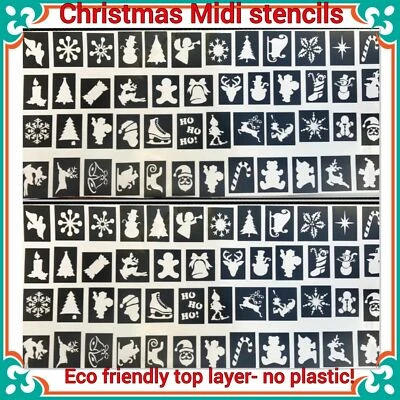 THE UNIQUE LITTLE GIFT SHOP LTD Christmas Glitter Tattoo stencils 48 Midi facepainting Glass Painting Fabric