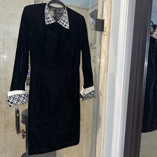 Escada Couture black Silk Dress Formal W Beading cuff velvet s 4 36