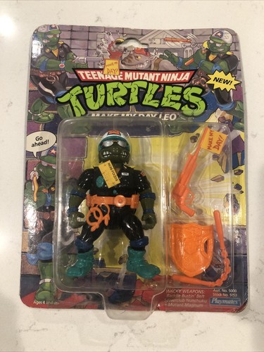 TMNT Make My Day Leo 1991 Playmates MOC Unpunched ...