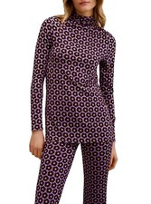 Mango retro print mock neck L/sleeve tunic top, S