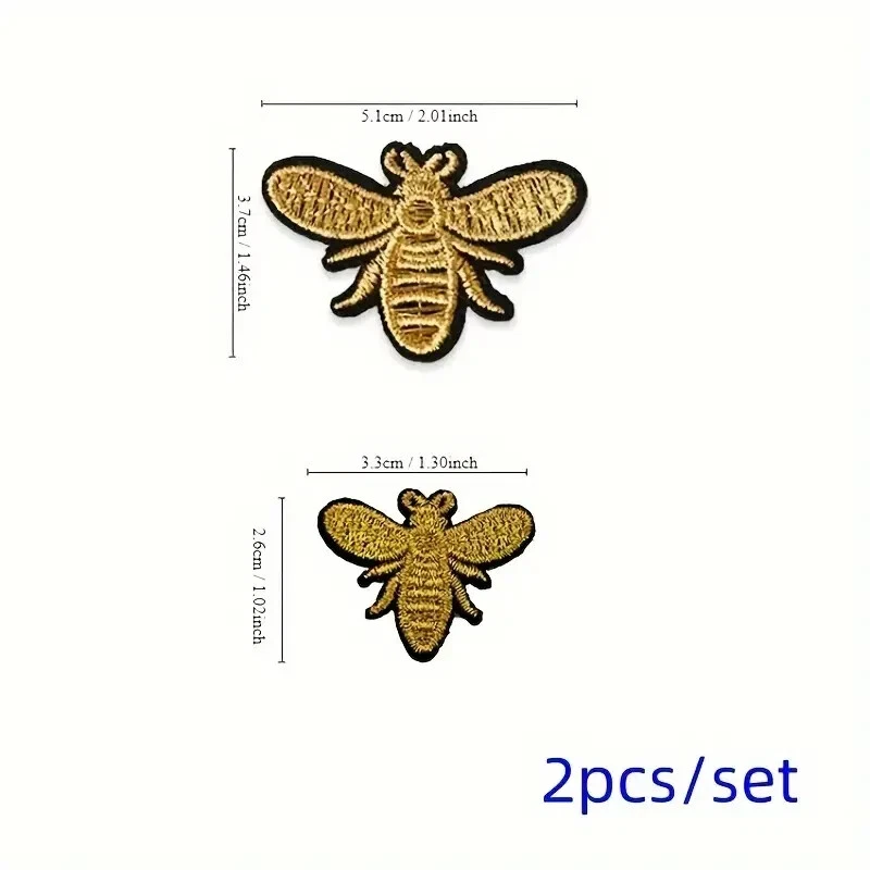 Golden Bee Embroidered Patches, Iron-on 2 pcs - Image 2 of 4