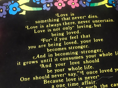Felted Black Light Poster The Note to Young Lovers The Moon 1972