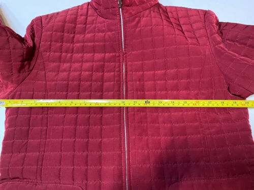 Women Quilted Winter Coat sz M Holiday Red Zip Pocket Jacket Career Work Casual - Picture 8 of 11