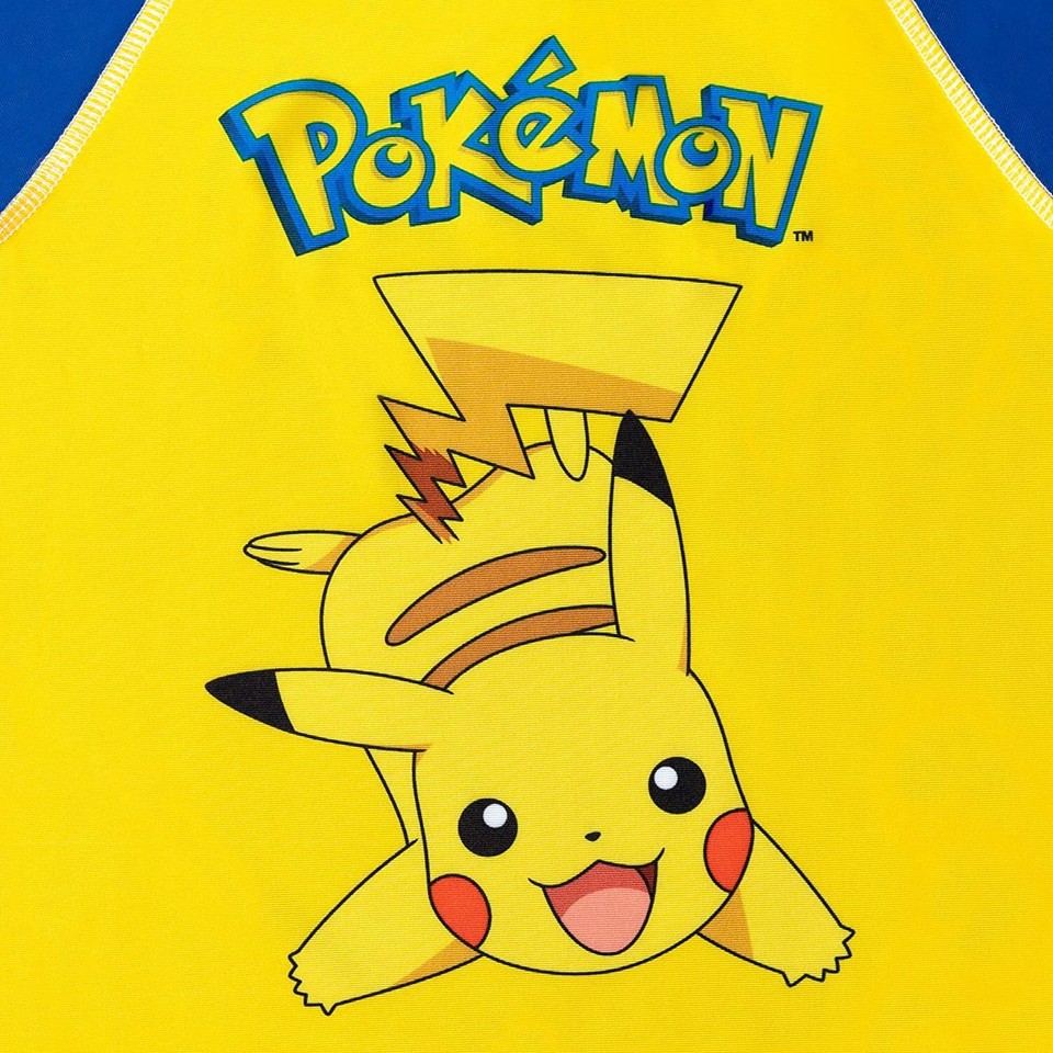 POKEMON PIKACHU UPF-50+ Rash Guard Swim Top Shirt NWT Boys Size 4, 5-6 ...