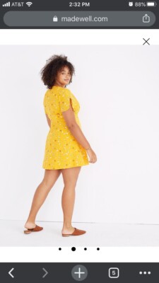 madewell yellow silk dress Madewell 'Beladonna' Yellow Floral Print Silk Dress Size 00