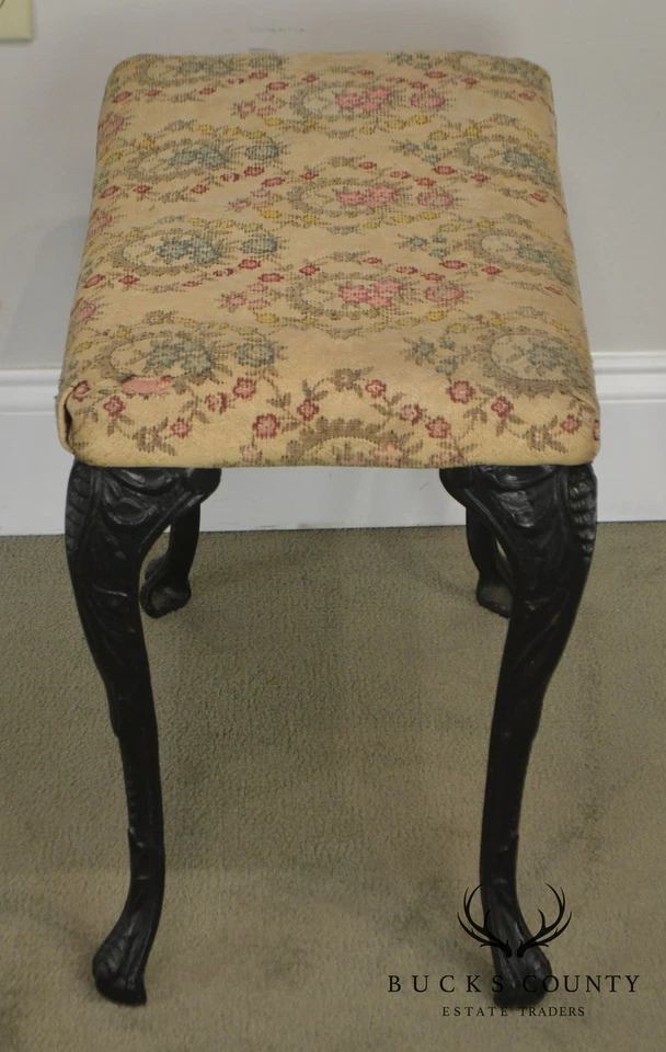 Antique Rococo Style Iron Leg Vanity Bench - Image 3 of 4