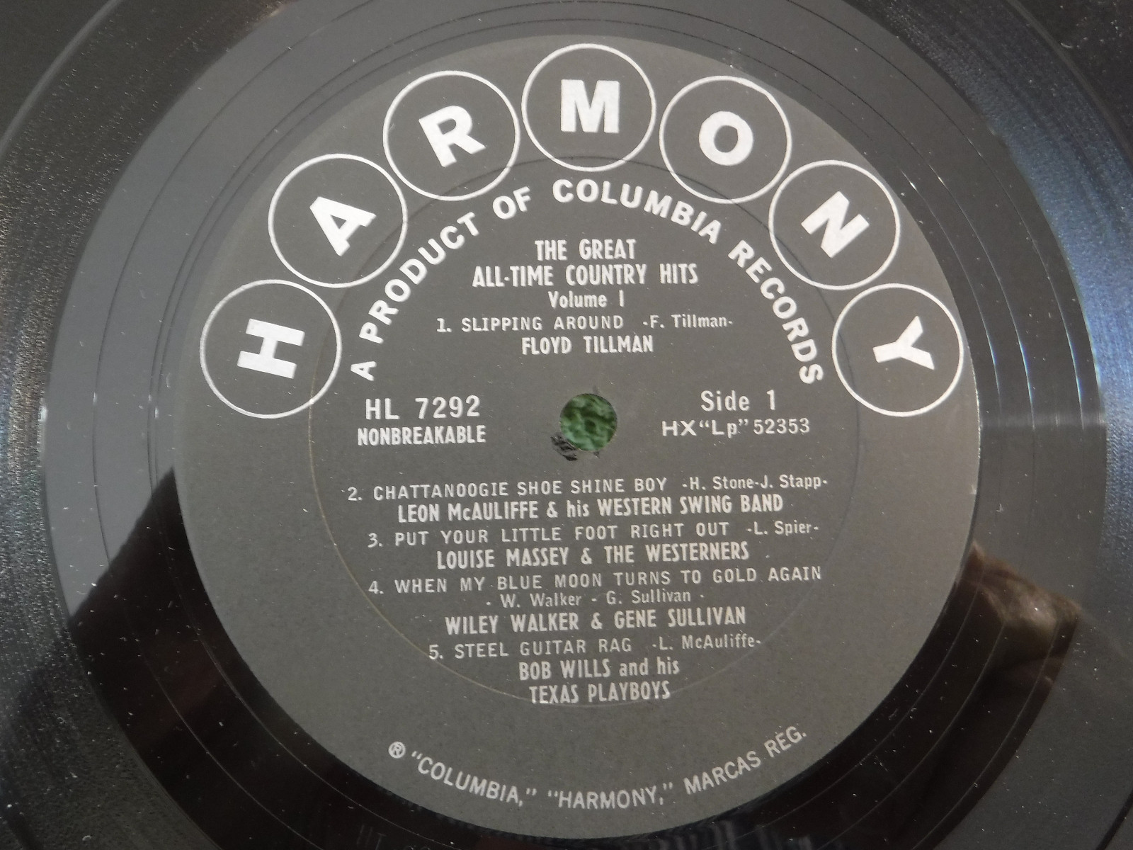 The Great AllTime Country Hits Vol. 1 Harmony Records HL 7292, Various