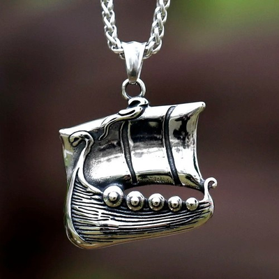 #ad Viking Ship Necklace Stainless Steel Necklace AU $26.00