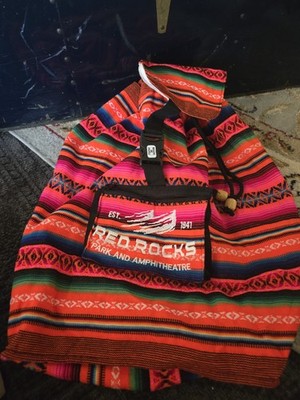Drawstring Backpack Peruvian Tribal print Red Rocks Park Amphitheatre Colorado