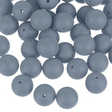 50Pcs 12mm Silicone Beads, Round Loose Rubber Bead for DIY Dark Gray