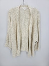 J Jill Pure Jill Cardigan Sweater Womens Large Ivory Open Front Beachy Cozy Boho