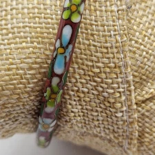 Lovely vintage cloissone enamel flower bangle bracelet elegant estate find