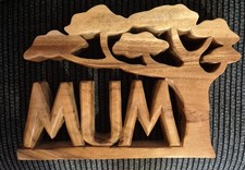 Wooden Word Art Carving - MUM 