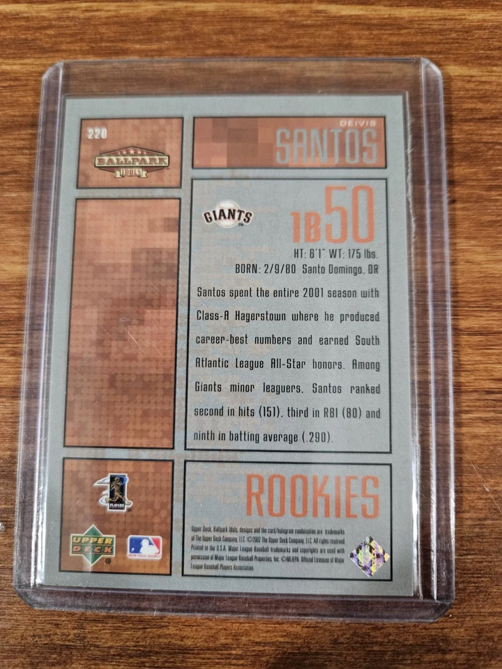 2002 Upper Deck Ballpark Idols  #220 Deivis Santos /1750 San Francisco Giants sp - Image 2 of 2