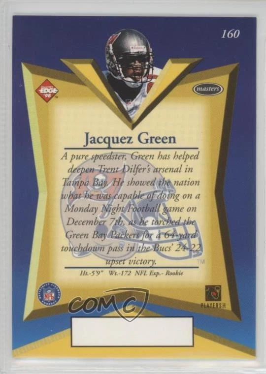 1998 Masters HoloGold Missing Serial Number Jacquez Green #160 Rookie RC - Image 2 of 2