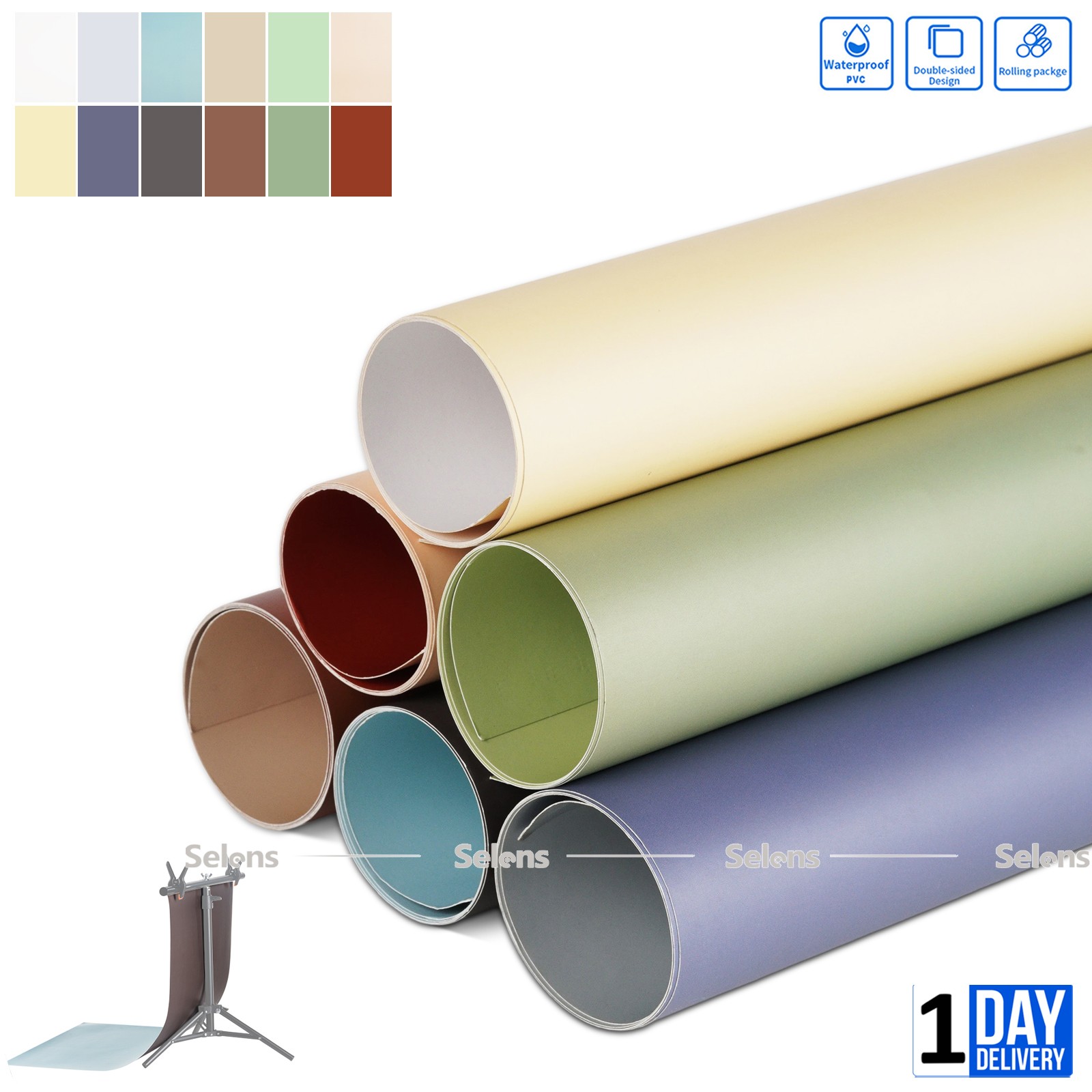 6pcs Photo Backdrop Paper Roll Kit Waterproof Food Background Photography Props
