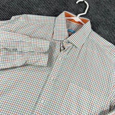 J.McLaughlin Shirt Mens Large White Multicolor Check Long Sleeve Button Up