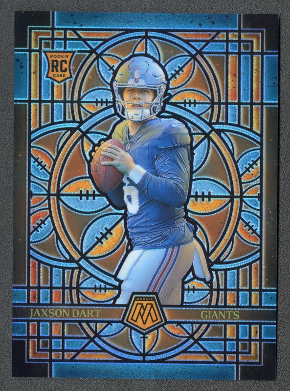 2025 Panini Mosaic Jaxson Dart RC Stained Glass Prizm Jumbo Giants Rookie #19