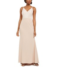 Vince Camuto Womens Sequin Top Gown Dress, Pink, 14