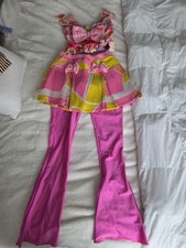 Girls Pink 2-Piece Dance Outfit Top  Skirt Overlay Pants Polyester Size S