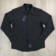 NWT Ben Sherman Slim Fit All Way Stretch Shirt Black Dobby Large 16.5 34/35 L