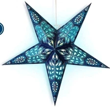 SEALED 5 PACK 24" BLUE MONARCH GLITTER Illuminated Paper Star Lantern Lampshade