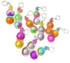 10 Pack Pop It Keychain Fidget Toys Bundle Mini Push Bubble Sensory Toy Lot