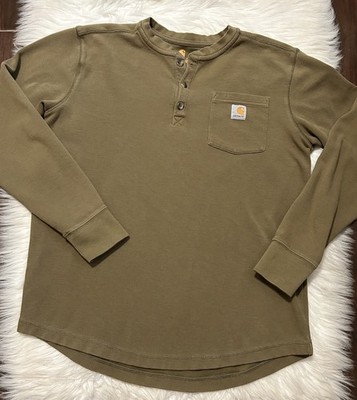 Carhartt Thermal Waffle Knit Henley Shirt Mens Large Tall Green