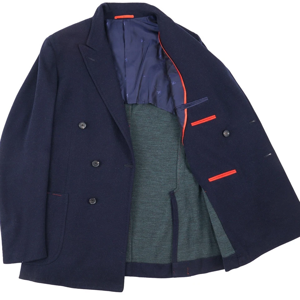 Abrigo deportivo Isaia 'Domenico' suave felpa jersey franela lana 40R (UE 50) NUEVO CON ETIQUETAS Foto 2 de 4