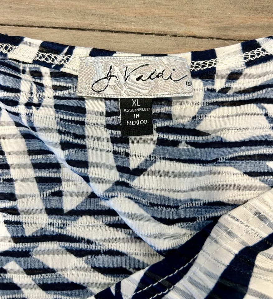 Traje de baño J Valdi cubre. Talla XL, diseño helecho azul. Mangas 3/4, cuello en V Foto 2 de 4