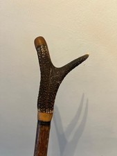 HAND CRAFTED HAZEL STAGS HORN ANTLER WALKING STICK 49 " LONG