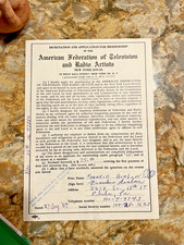 FRANKIE AVALON - Signed AFTRA Contract From 1957 FRANKIE AVALON - Signed AFTRA Contract From 1957