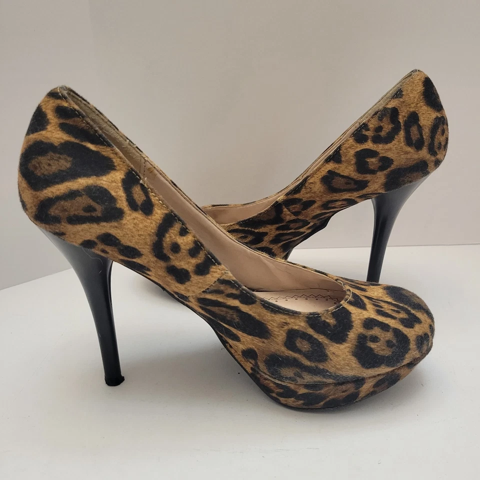 Zapatos Olsenboye Leopardo Estampado Animal Para Mujer Talla 8M Mob Esposa Plataforma Tacones Altos Foto 3 de 4