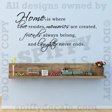 Home Is Where Love Resides Family Laughter Quote Vinyl Wall Decor Decal Sticker