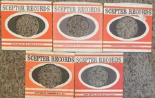 5 45rpm RECORD COMPANY SLEEVES - SCEPTER RECORDS - 1960's NICE!