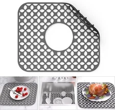 Kitchen Silicone Sink Mat 13.58x11.6'' Protector for Bottom of Center Drain Sink