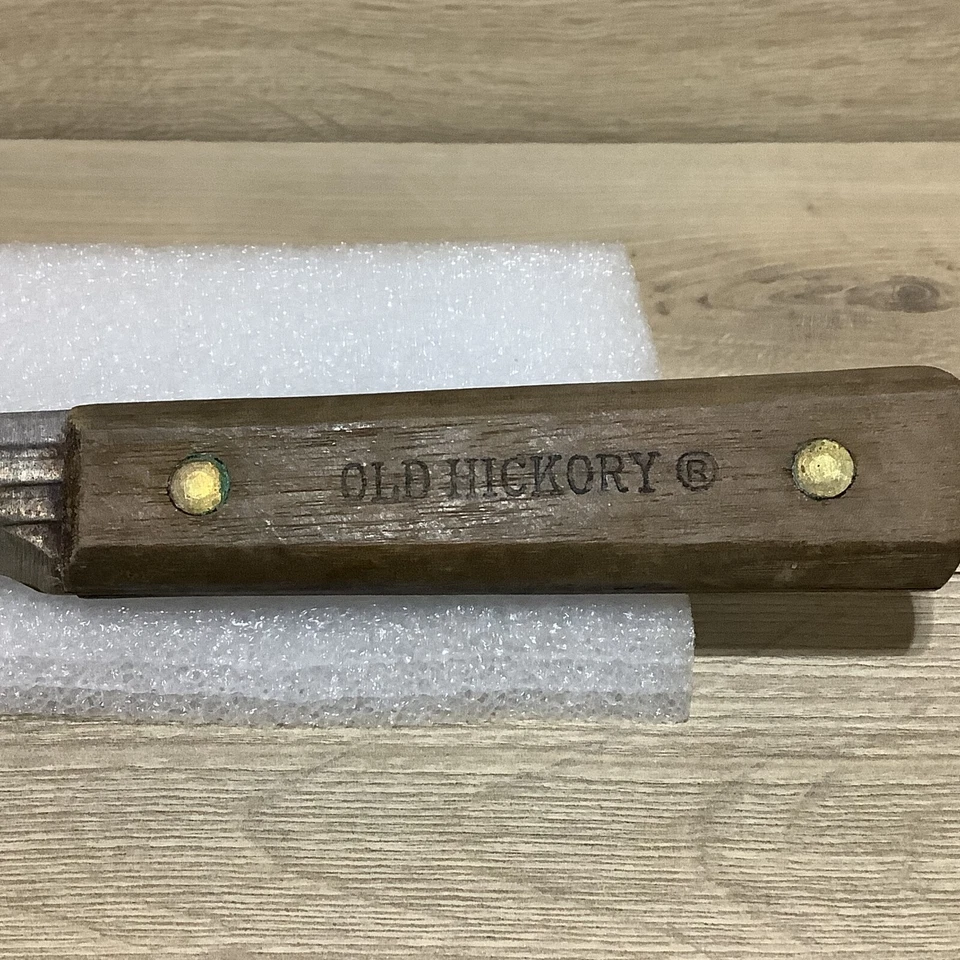 Antiguo cuchillo de carnicero Hickory Tru Edge hecho en EE. UU. Ontario Knife Co. hoja de 6 pulgadas Foto 2 de 4