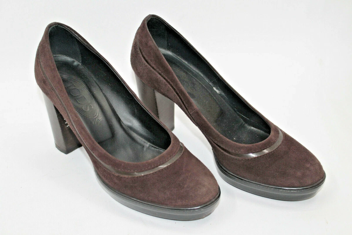 Escarpins Ted Lapidus Daim Marron à Talons Compensés - Pointure 36, Occasion Bon état
