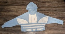 Adidas Originals Trefoil light blue cropped hoodie womens size Medium