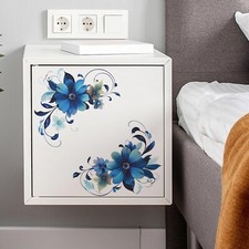 Blue Daisy Botanical Flower Wall Stickers, sacinora Floral Art DIY Wall Decal...